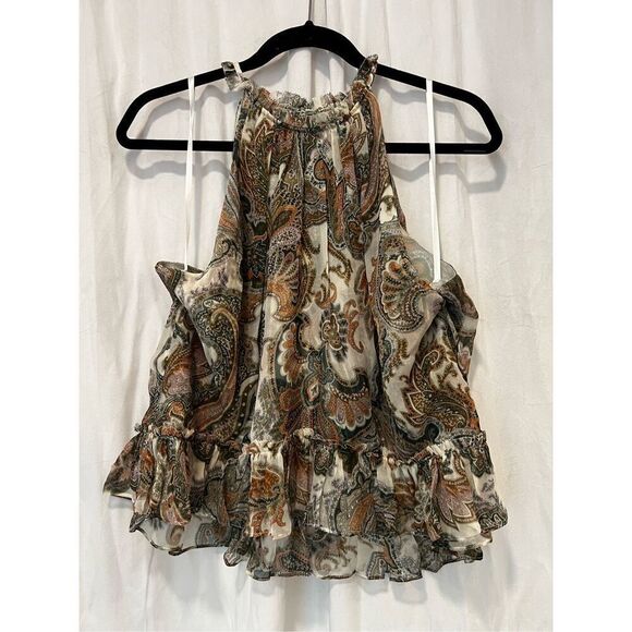 Veronica Beard Women's Barely Orchid Paisley Halter Neck Renee Tops Size 12 NWT - Picture 5 of 11